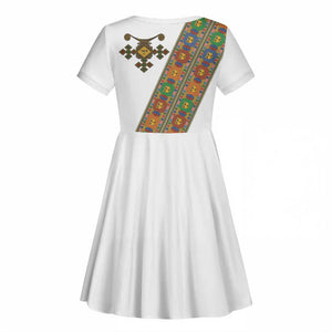 Ethiopia Saba Kemis Sash Style Kid Short Sleeve Dress