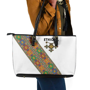 Ethiopia Saba Kemis Sash Style Leather Tote Bag