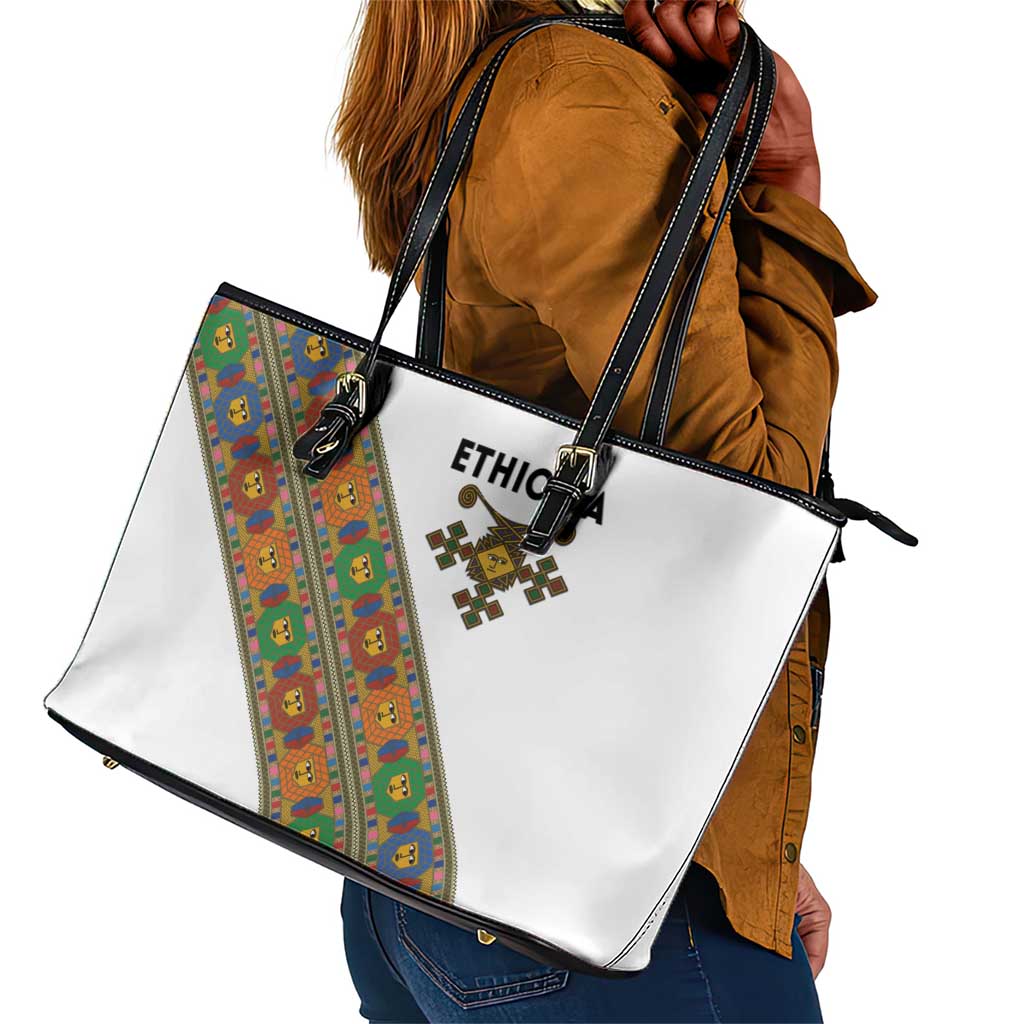 Ethiopia Saba Kemis Sash Style Leather Tote Bag