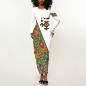 Ethiopia Saba Kemis Sash Style Long Sleeve Bodycon Dress LT15
