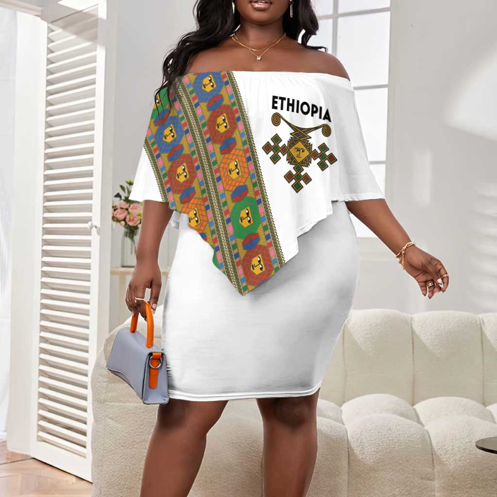 Ethiopia Saba Kemis Sash Style Off Shoulder Short Dress