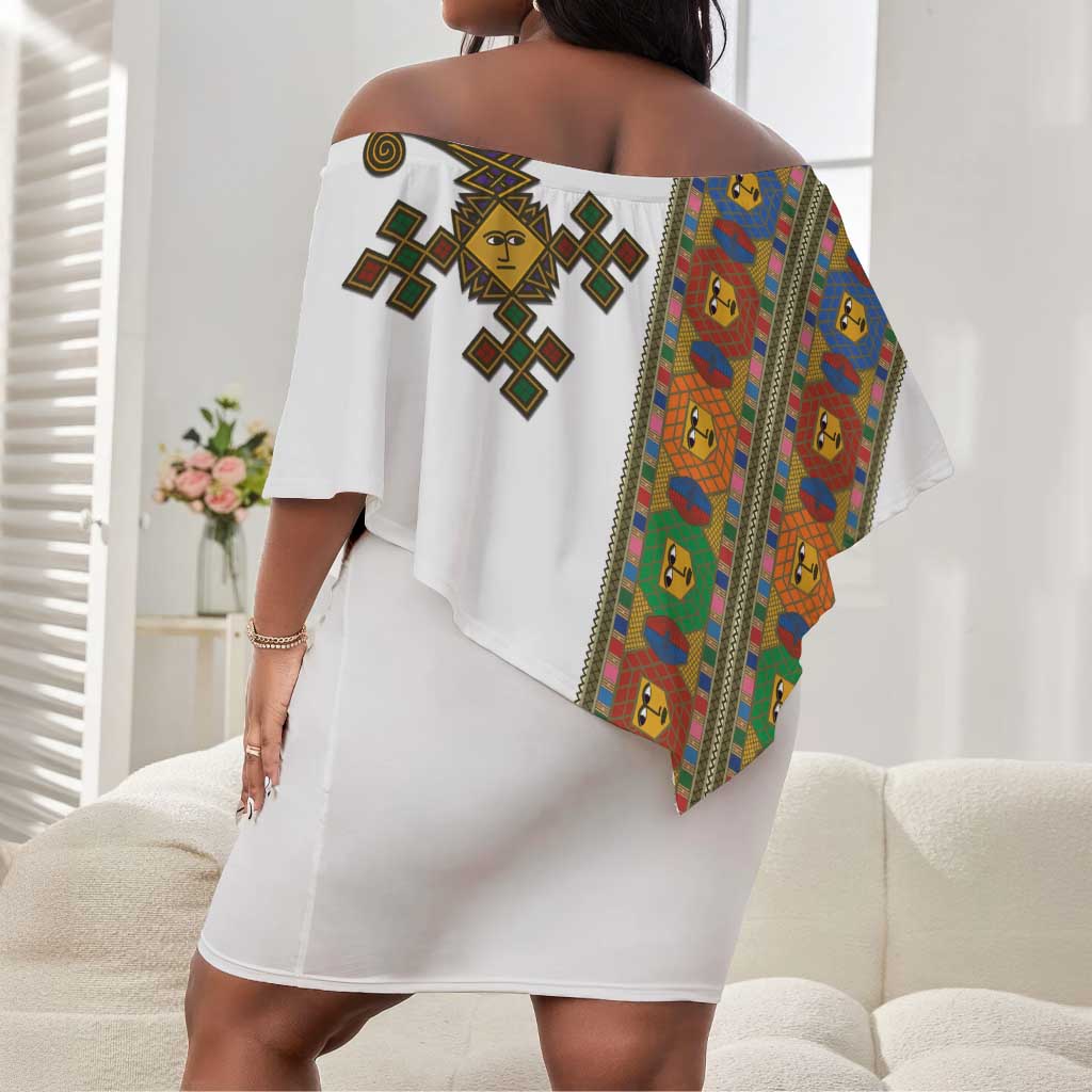 Ethiopia Saba Kemis Sash Style Off Shoulder Short Dress