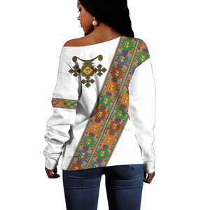 Ethiopia Saba Kemis Sash Style Off Shoulder Sweater