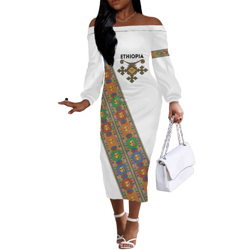 Ethiopia Saba Kemis Sash Style Off The Shoulder Long Sleeve Dress