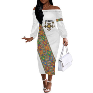 Ethiopia Saba Kemis Sash Style Off The Shoulder Long Sleeve Dress