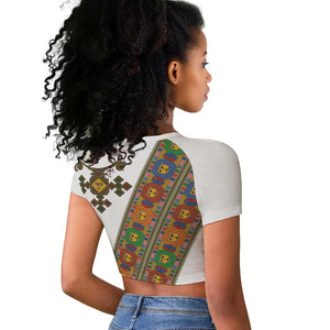Ethiopia Saba Kemis Sash Style Raglan Cropped T shirt
