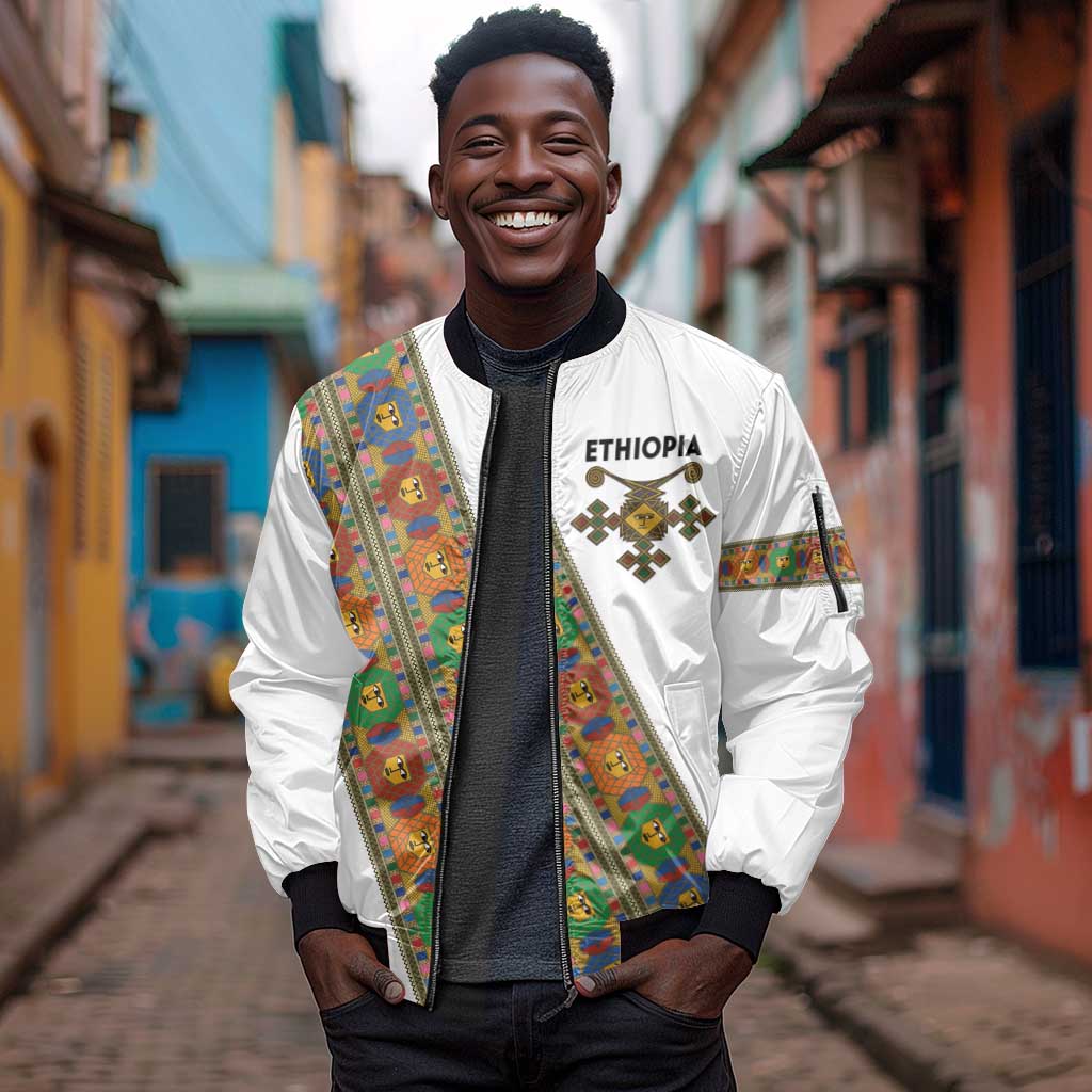 Ethiopia Saba Kemis Sash Style Sleeve Zip Bomber Jacket