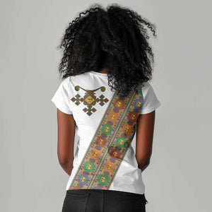 Ethiopia Saba Kemis Sash Style Women V-Neck T-Shirt