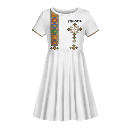 Ethiopia Saba Kemis Kid Short Sleeve Dress Lion Of Judah