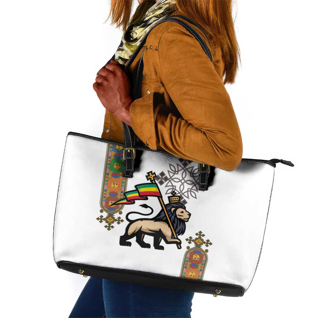 Ethiopia Saba Kemis Leather Tote Bag Lion Of Judah