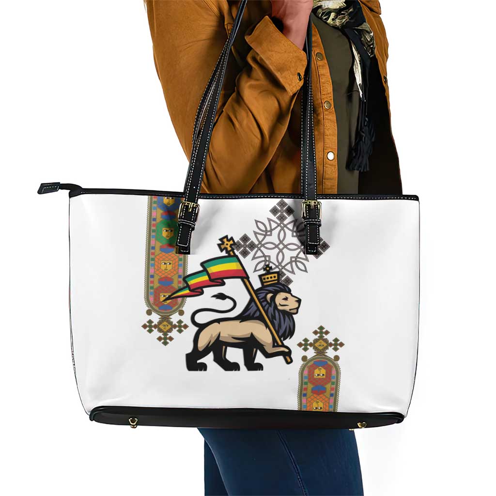 Ethiopia Saba Kemis Leather Tote Bag Lion Of Judah