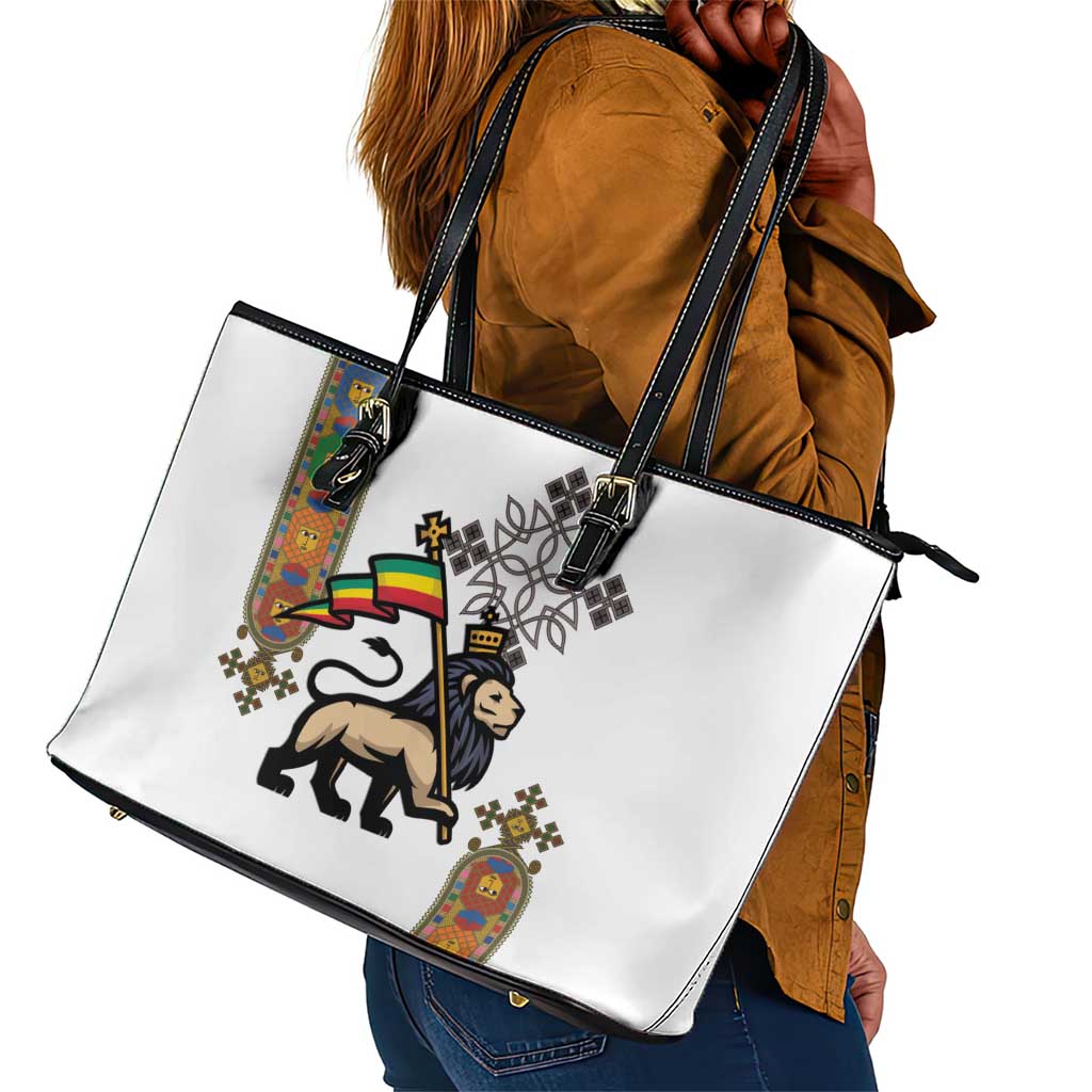 Ethiopia Saba Kemis Leather Tote Bag Lion Of Judah
