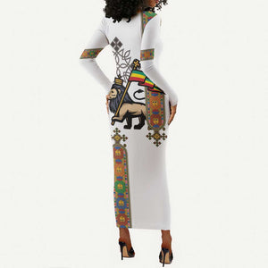 Ethiopia Saba Kemis Long Sleeve Bodycon Dress Lion Of Judah LT15
