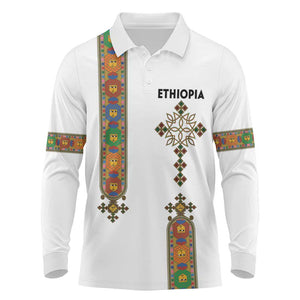 Ethiopia Saba Kemis Long Sleeve Polo Shirt Lion Of Judah