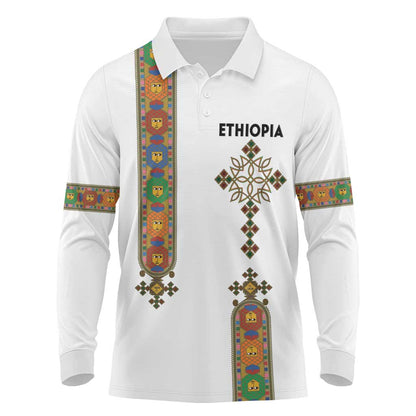 Ethiopia Saba Kemis Long Sleeve Polo Shirt Lion Of Judah