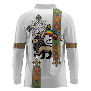 Ethiopia Saba Kemis Long Sleeve Polo Shirt Lion Of Judah