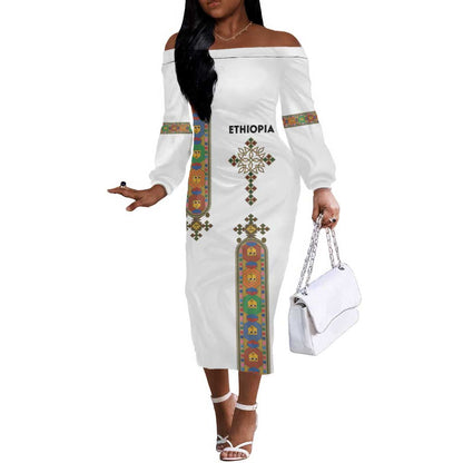 Ethiopia Saba Kemis Off The Shoulder Long Sleeve Dress Lion Of Judah