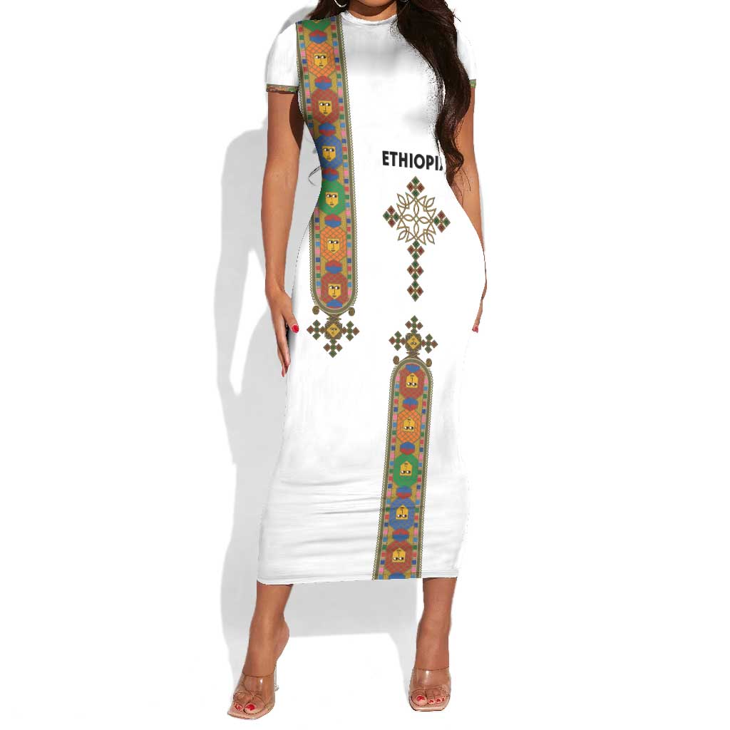 Ethiopia Saba Kemis Short Sleeve Bodycon Dress Lion Of Judah LT15