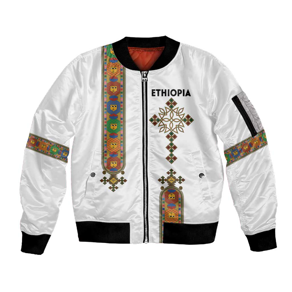 Ethiopia Saba Kemis Sleeve Zip Bomber Jacket Lion Of Judah