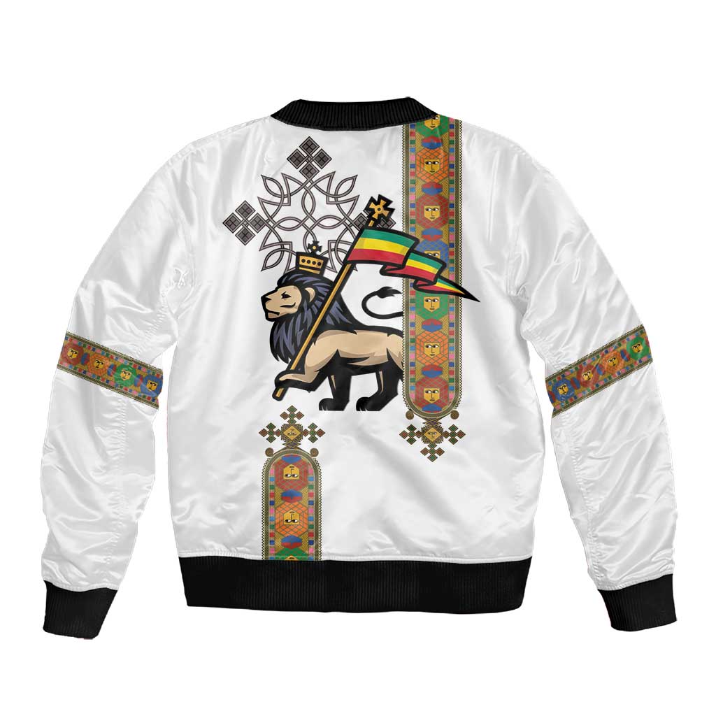 Ethiopia Saba Kemis Sleeve Zip Bomber Jacket Lion Of Judah