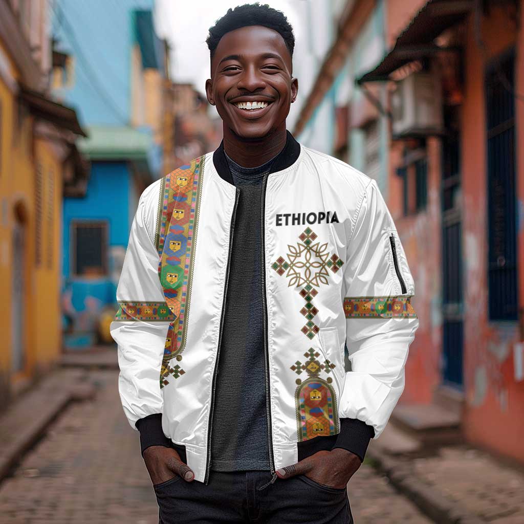 Ethiopia Saba Kemis Sleeve Zip Bomber Jacket Lion Of Judah