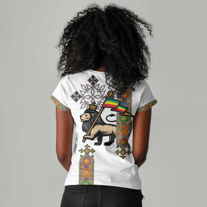 Ethiopia Saba Kemis Women V-Neck T-Shirt Lion Of Judah