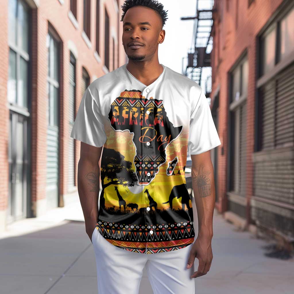 Africa Day Baseball Jersey Safari With Map - African Pattern