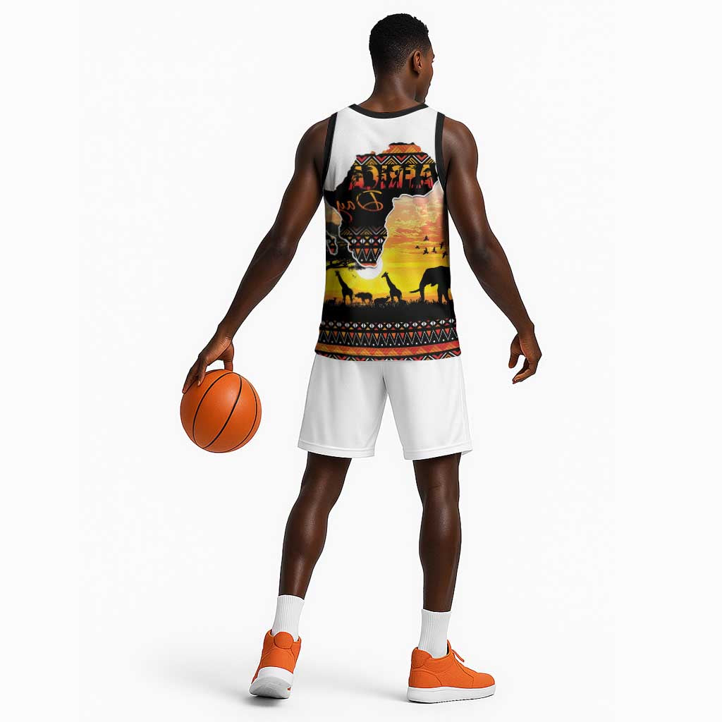 Africa Day Basketball Jersey Safari With Map - African Pattern - African Pride