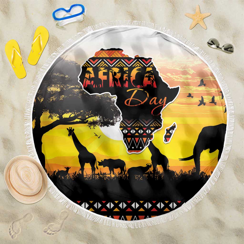 Africa Day Beach Blanket Safari With Map - African Pattern