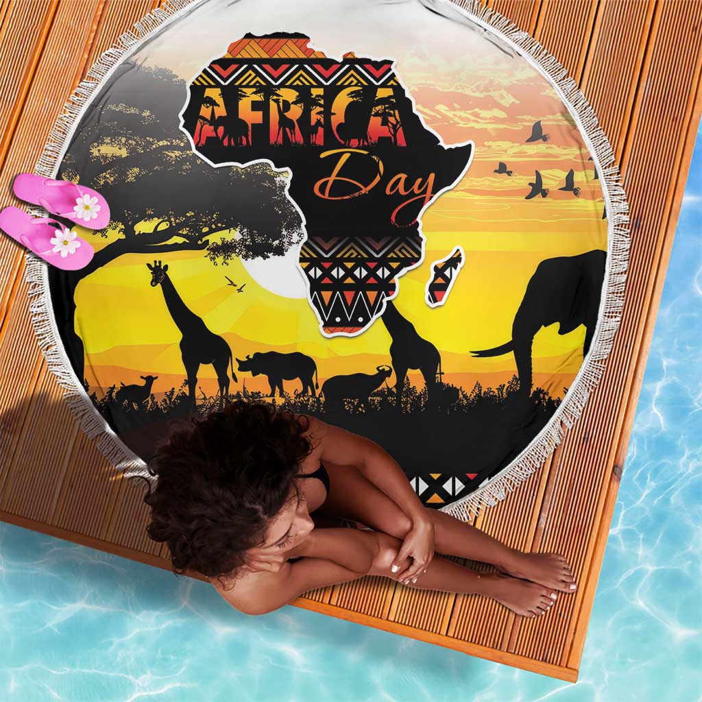 Africa Day Beach Blanket Safari With Map - African Pattern