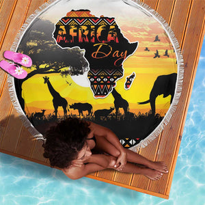 Africa Day Beach Blanket Safari With Map - African Pattern