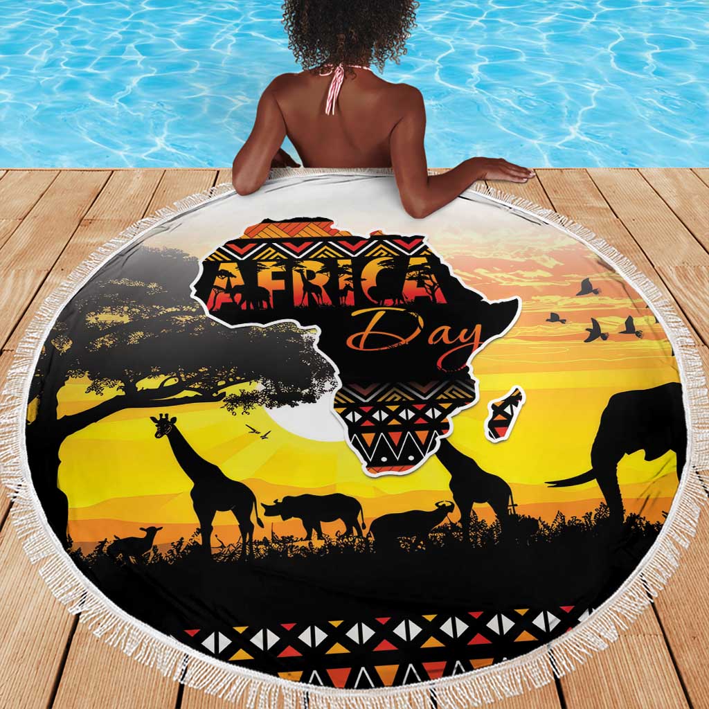 Africa Day Beach Blanket Safari With Map - African Pattern