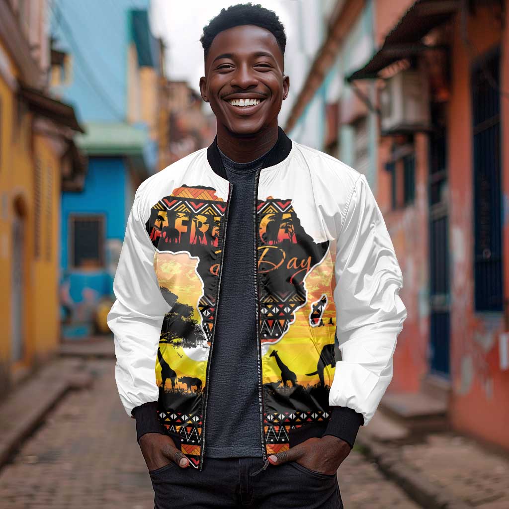 Africa Day Bomber Jacket Safari With Map - African Pattern
