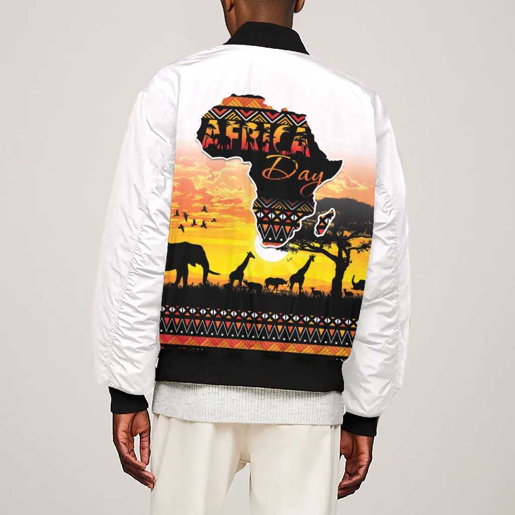 Africa Day Bomber Jacket Safari With Map - African Pattern