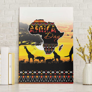 Africa Day Canvas Wall Art Safari With Map - African Pattern