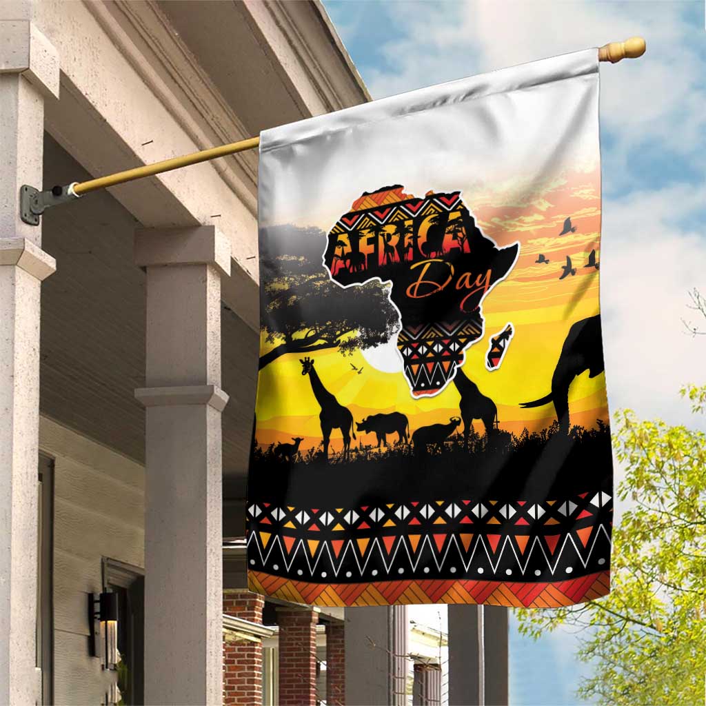 Africa Day Garden Flag Safari With Map - African Pattern
