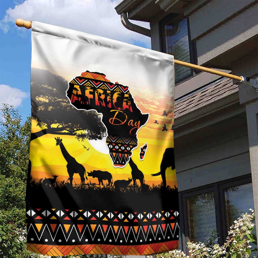 Africa Day Garden Flag Safari With Map - African Pattern
