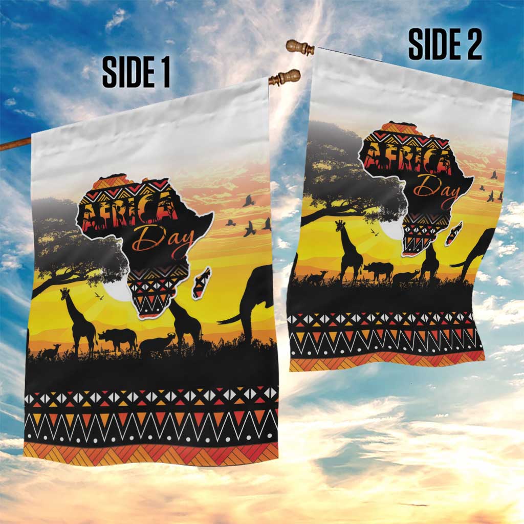 Africa Day Garden Flag Safari With Map - African Pattern