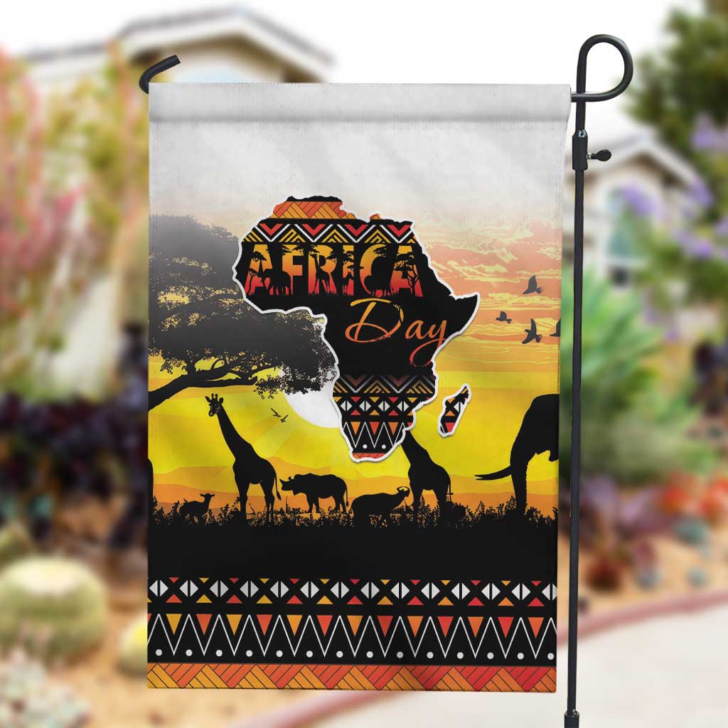 Africa Day Garden Flag Safari With Map - African Pattern