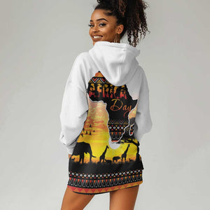 Africa Day Hoodie Dress Safari With Map - African Pattern