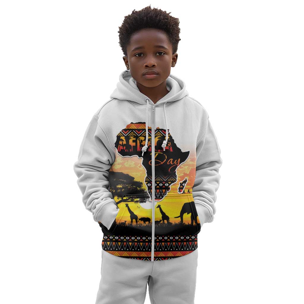 Africa Day Kid Hoodie Safari With Map - African Pattern