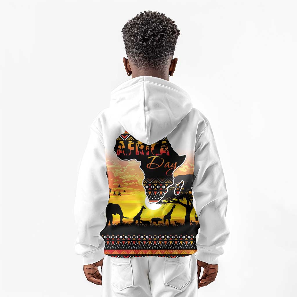 Africa Day Kid Hoodie Safari With Map - African Pattern