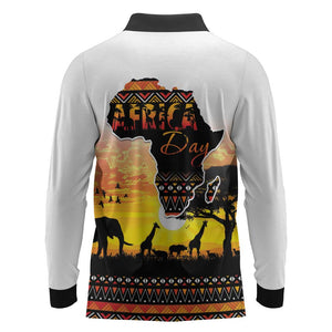 Africa Day Long Sleeve Polo Shirt Safari With Map - African Pattern