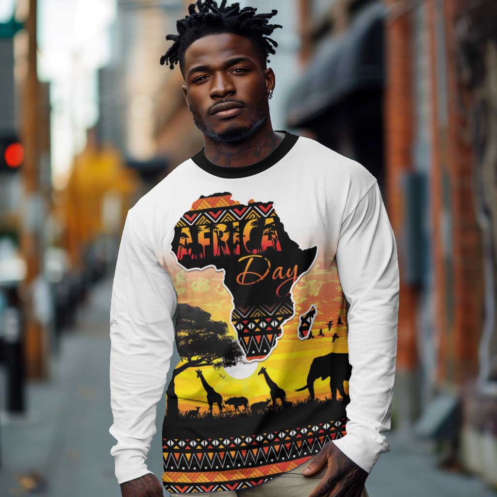 Africa Day Long Sleeve Shirt Safari With Map - African Pattern