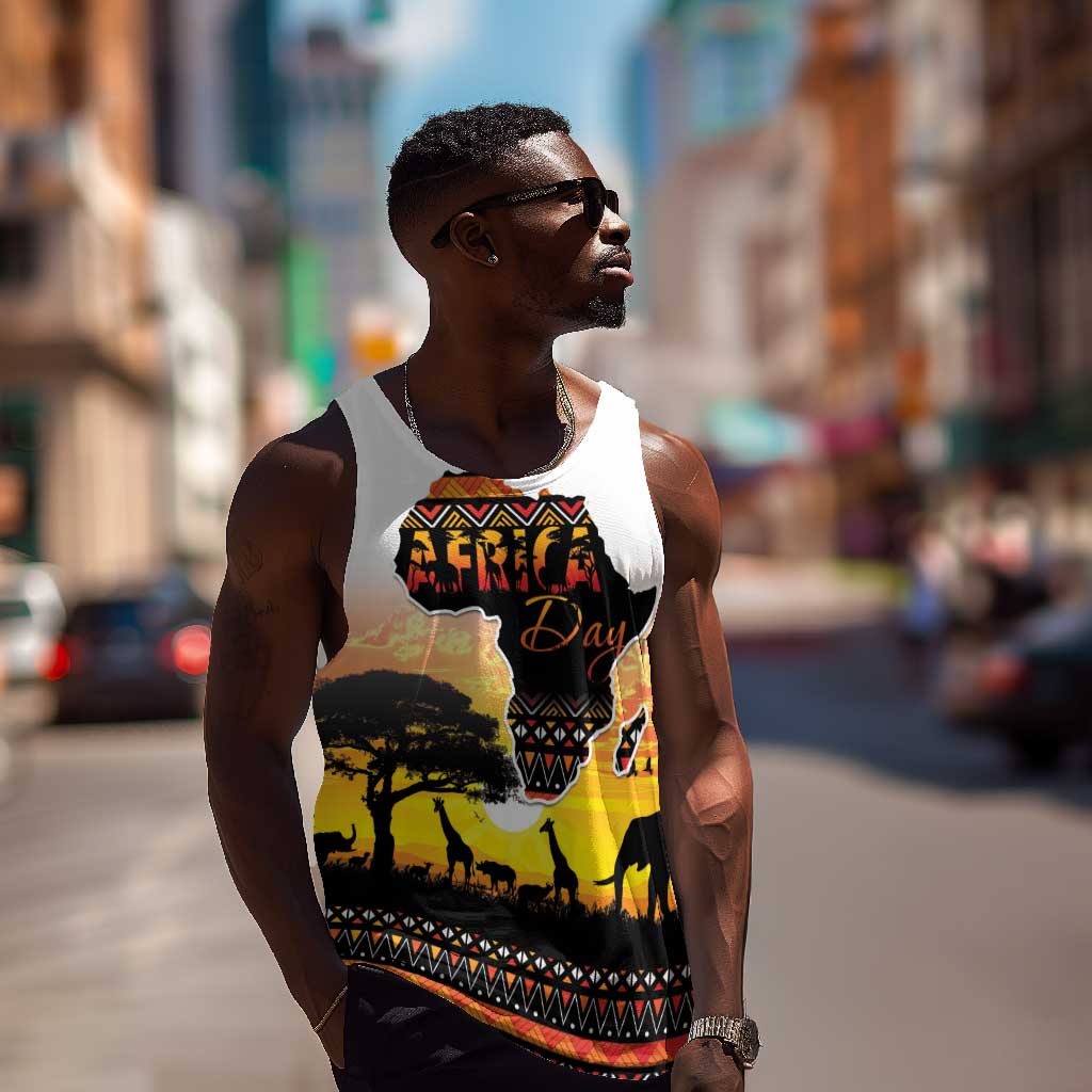 Africa Day Men Tank Top Safari With Map - African Pattern