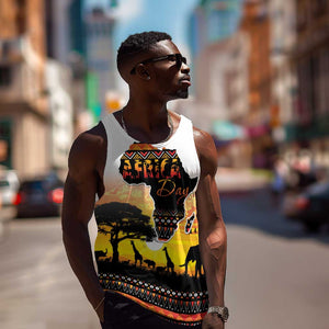 Africa Day Men Tank Top Safari With Map - African Pattern
