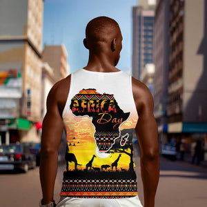 Africa Day Men Tank Top Safari With Map - African Pattern