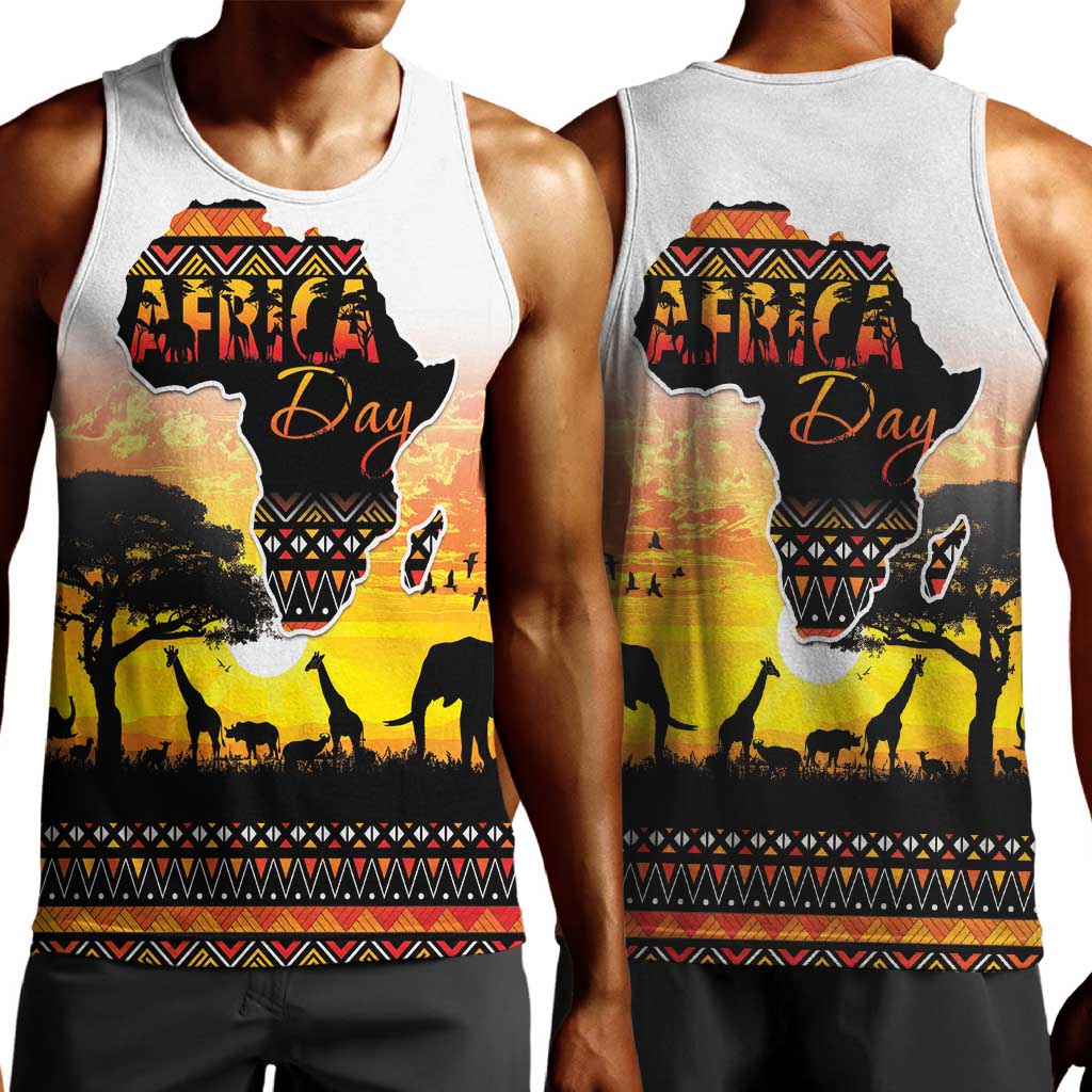 Africa Day Men Tank Top Safari With Map - African Pattern