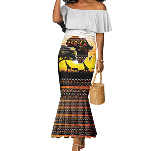 Africa Day Mermaid Dress Safari With Map - African Pattern