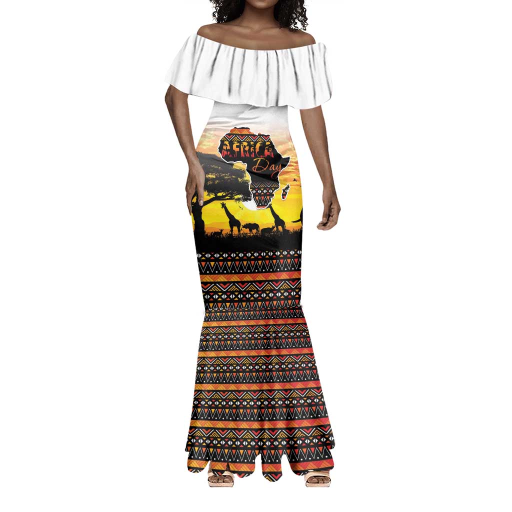 Africa Day Mermaid Dress Safari With Map - African Pattern